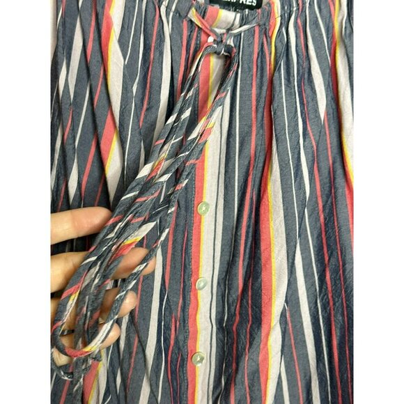 Express Women's Large Striped Off Shoulder Flowy Tie Front Boho Crop Top - Picture 7 of 10